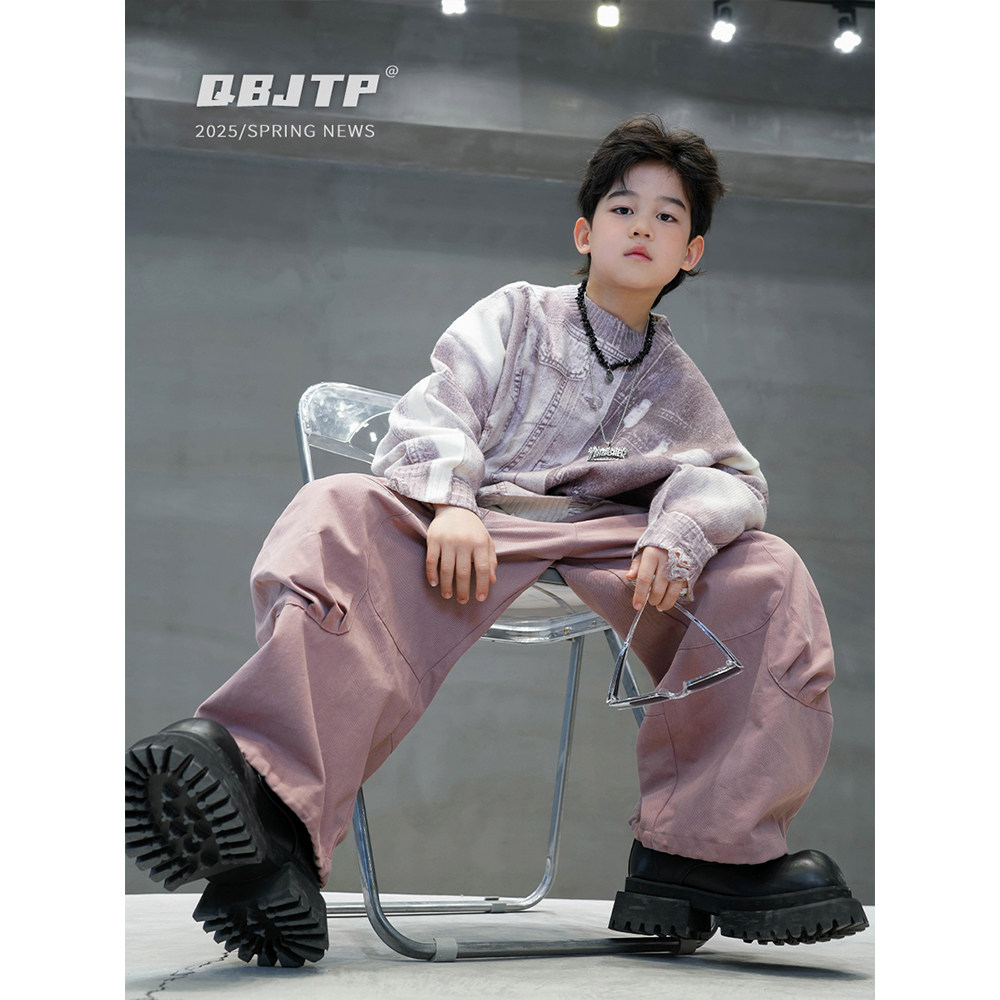 Q宝家童品2月新款 男童时尚工装裤2025春季日系裤子儿童休闲裤潮,淘宝优惠券,粉丝福利购,淘宝优惠卷