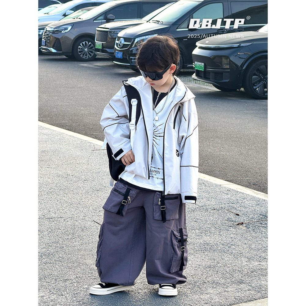 Q宝家童品8月新款 男童时尚工装裤2025秋季韩版裤子儿童休闲裤潮,淘宝优惠券,粉丝福利购,淘宝优惠卷