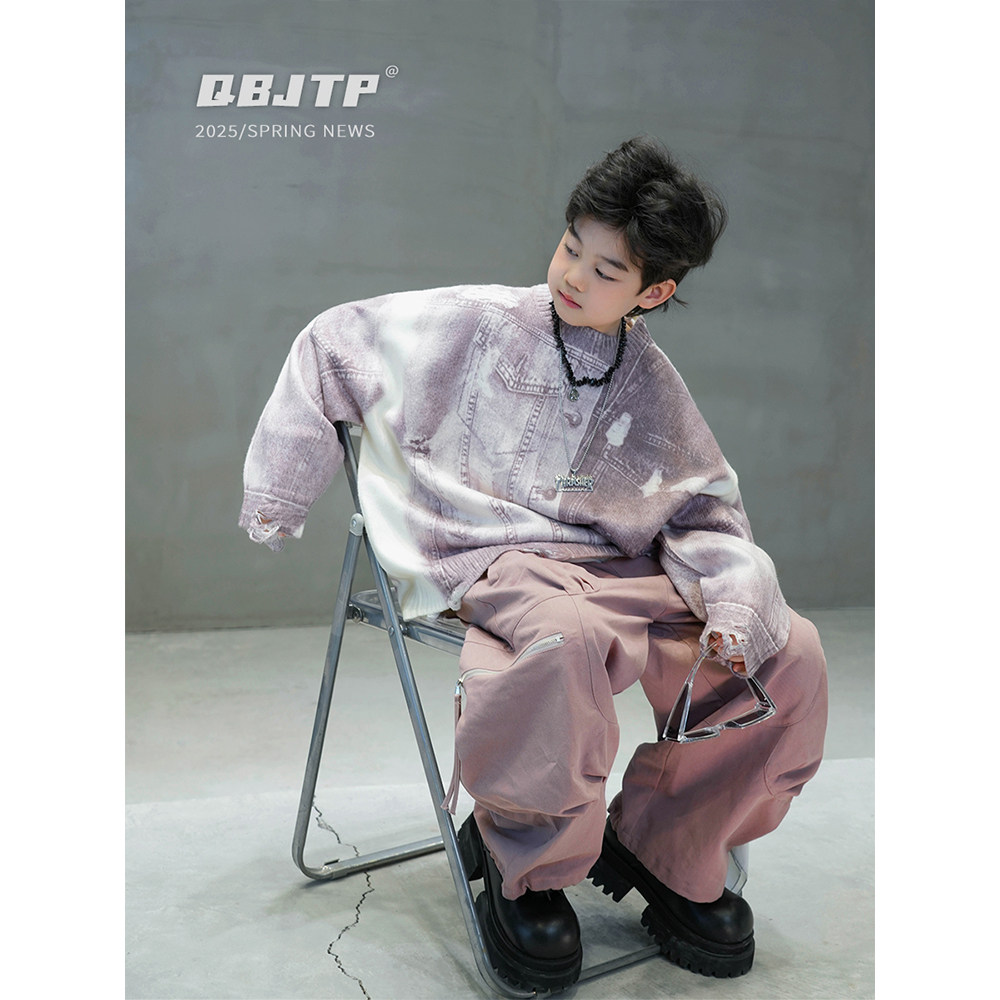 Q宝家童品2月新款 男童时尚工装裤2025春季日系裤子儿童休闲裤潮,淘宝优惠券,粉丝福利购,淘宝优惠卷