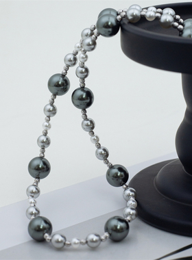 【多啦首饰】人造大溪地仿冷光澳白 设计款拼色 珍珠项链