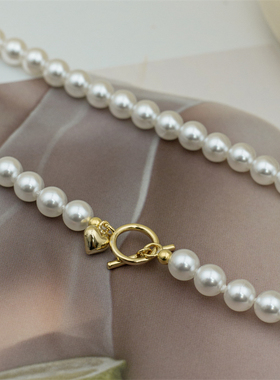 赫本绕颈 120cm/6mm 人造仿澳白珍珠  OT 爱心扣 长串珠链