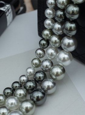 S925高级黑白灰大溪地混色全珠链