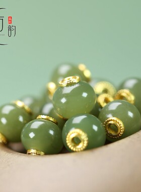 约10mm深晴水和田玉算盘珠