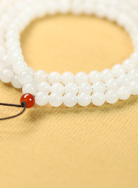 天然和田玉白玉圆珠多圈手链手串