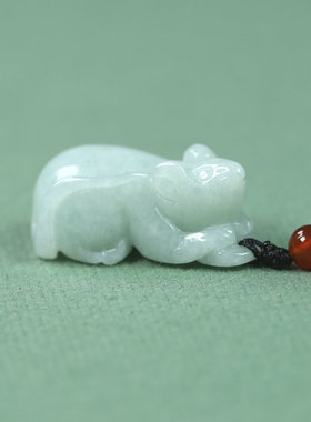 纯天然翡翠A货生肖鼠小吊坠项坠