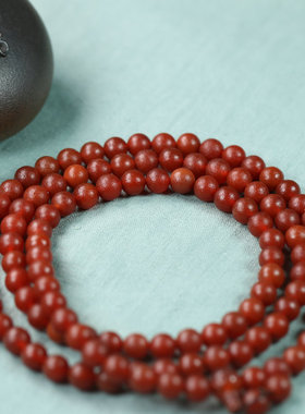 天然红玛瑙满色橘皮圆珠佛珠手串