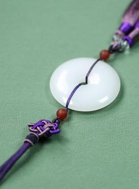 纯天然玉石白玉平安扣车挂玉吊坠