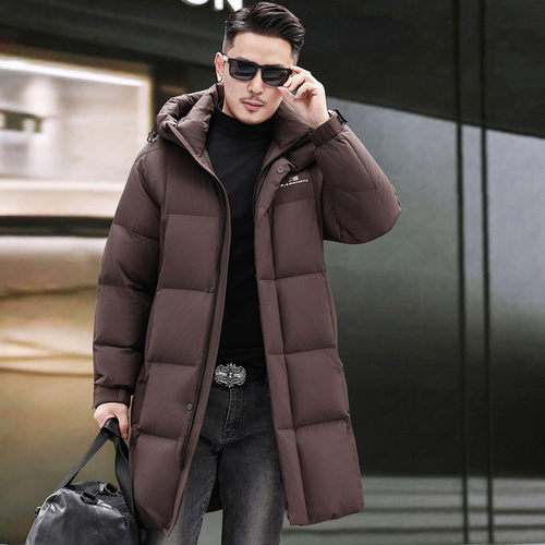 2025新款冬季羽绒服男款加厚连帽户外休闲免洗中长款极寒保暖外套 - 图1