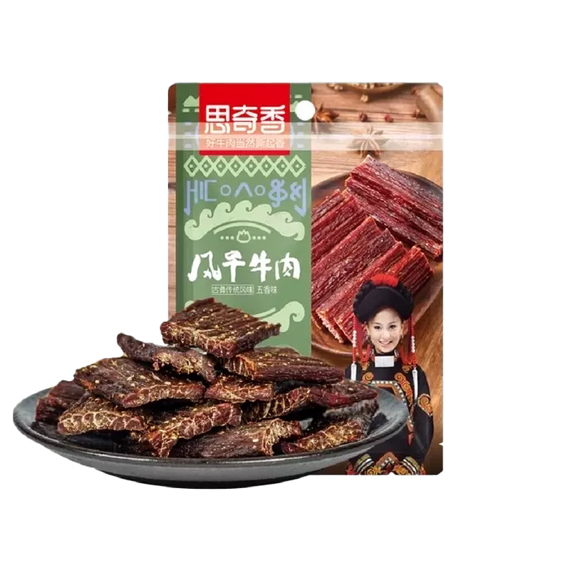 思奇香手撕牛肉九成风干牛肉干大凉山182g麻辣味零食四川特产 - 图0