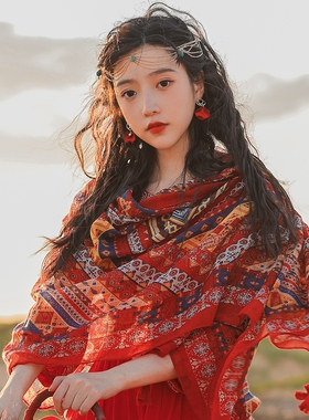 普春春秋流苏民族风女丝巾