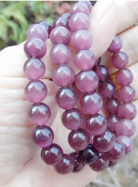 珠宝水晶 10mm紫理云母手链 葡萄紫猫眼圆珠手串时尚饰品礼物直供