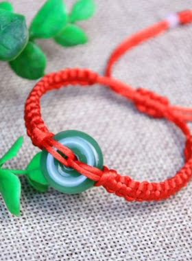 编织红绳仿玉平安扣手链