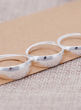 小众设计老人老太婆光面素戒光身情侣戒指开口电镀银色情侣对戒