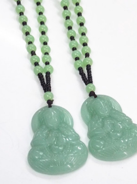 小礼品仿玉玻璃毛衣链翡翠观音