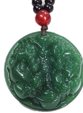 碧玉双貔貅长款琉璃定做毛衣链