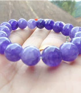 diy紫色条纹玛瑙天然水晶手链