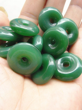 菠菜绿平安扣情侣琉璃玉佩吊坠