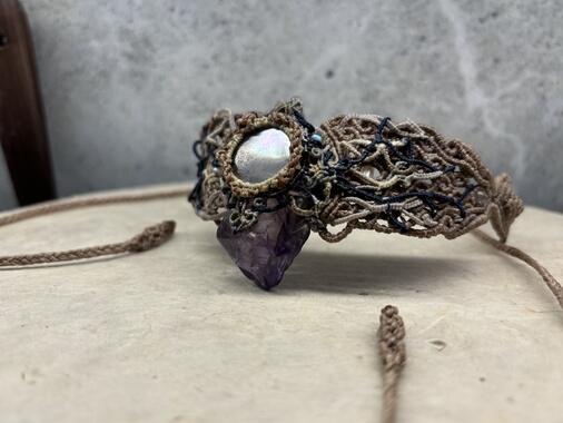 杂露集手工合作紫水晶镜面贝壳幻彩树藤蔓延重工 choker