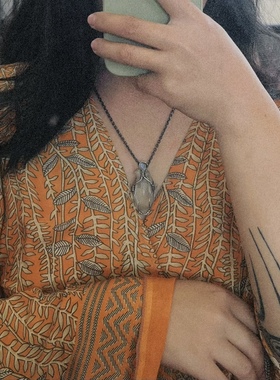 杂露集自制银绕线喜马拉雅水晶镶嵌月光石吊坠