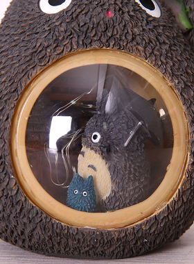 龙猫玻璃罩小夜灯摆件