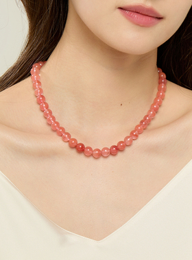 MZYY 西瓜红COS风格天然石高级感小清新锁骨项链