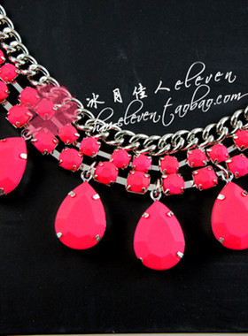 磨砂哑光玫瑰红ins绿色项链