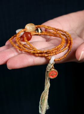 橄榄核竹节珠多圈手链手串