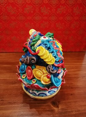 名家风三足金蟾石湾公仔交趾陶