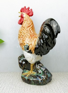 陶瓷大师手工风水公鸡电视柜摆件