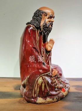 石湾公仔陶瓷摆件陈沛津大师精品大悟达摩茶室禅意客厅玄关古收藏