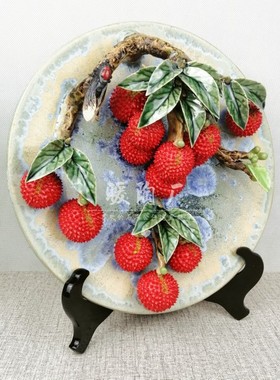 石湾公仔陶瓷荔枝大吉大利摆件