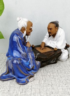 石湾公仔围棋盆景鱼池桌面摆件