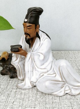 石湾公仔苏东坡盆景鱼缸茶几假山