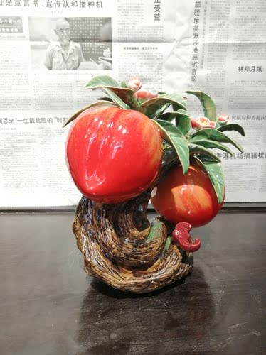 石湾公仔陶瓷摆件大师手工原作寿桃客厅玄关电视柜家居 - 图1