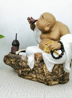 石湾公仔陶瓷大师精品弥勒品茶笑佛客厅会所电视柜书房茶馆摆件