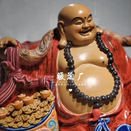 石湾公仔陶瓷大师特大担钱笑佛弥勒佛客厅家居摆件 - 图0