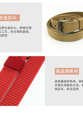 女士休闲帆布尼龙针扣腰带