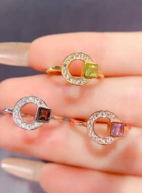 正方形包边铜钱发财戒指s925纯银