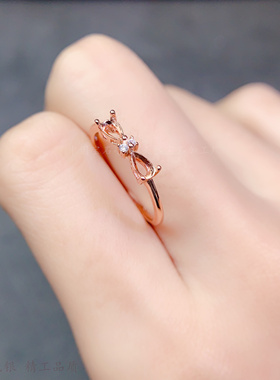 极简双粒石设计空托水滴3*5晶石