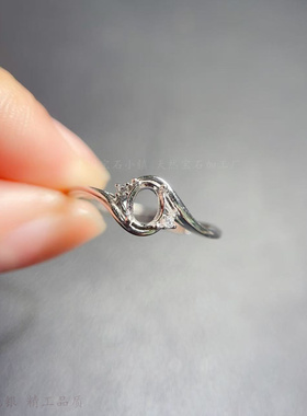 s925纯银椭圆形4*5mm戒指空托