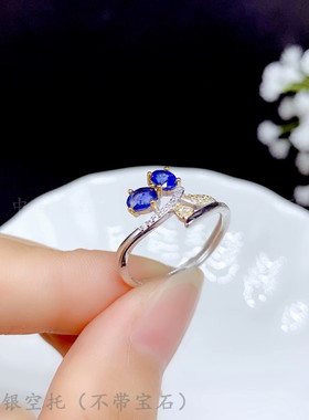 s925纯银椭圆形戒指镀戒指空托