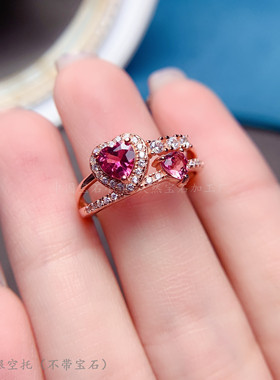 s925纯银戒指空托爱心形5mm