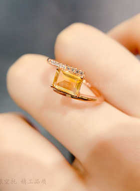 长方形5*7mm戒指空托 简约气质 扭臂横镶个性戒托 s925纯银 饰品