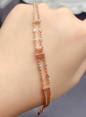 方形手链空托S925纯银精致