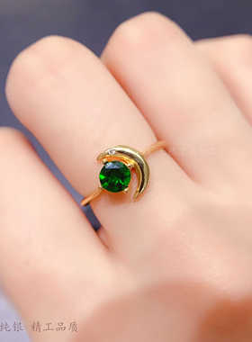 正圆形四爪s925纯银饰品轻奢简约