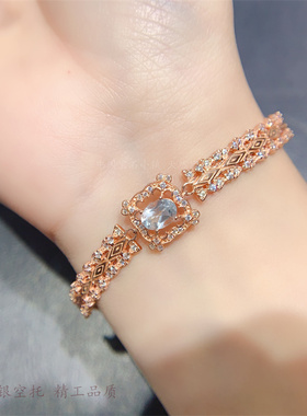 女s925纯银复古花纹宽链表带设计