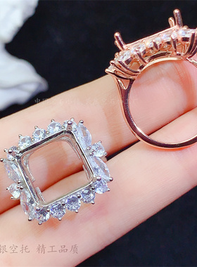 女s925纯银气质围钻款阿斯切戒托