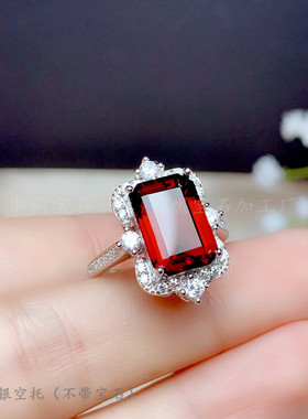 s925纯银长方形8*12mm戒指