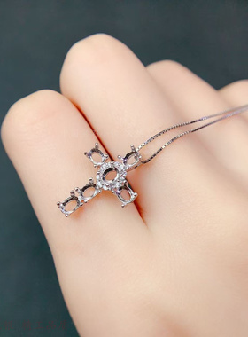 十字架吊坠空托椭圆3*4mm简约款