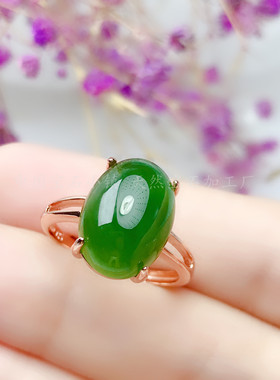 s925纯银椭圆戒指空托镶钳晶石爪